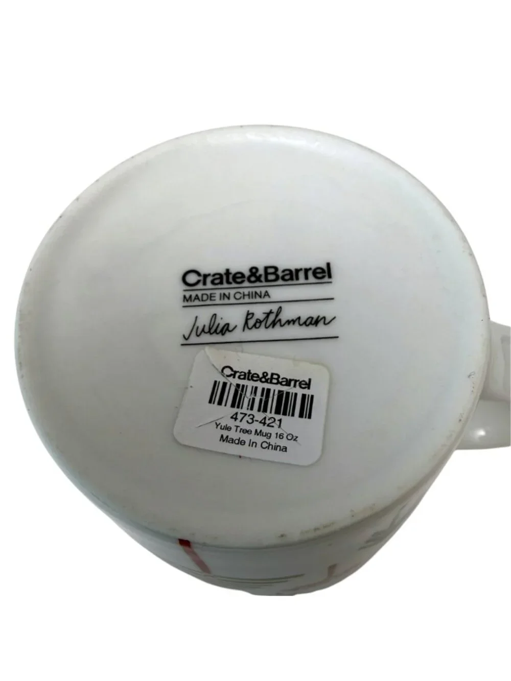 Crate & Barrel Julia Rothman Mug Holiday Trees Ceramic Coffee Tea Cup Christmas